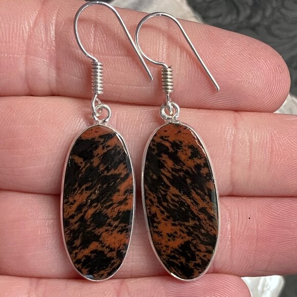 Mahogany Obsidian Stone Crystal Jewelry Earrings - Picture 1 of 6